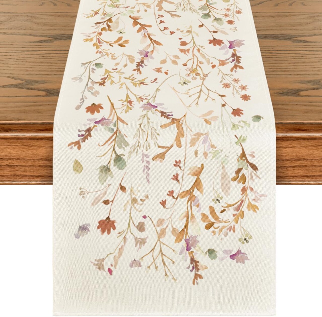 Floral Leaves Fall Table Runner (Brown) 13" x 72", Table Runner